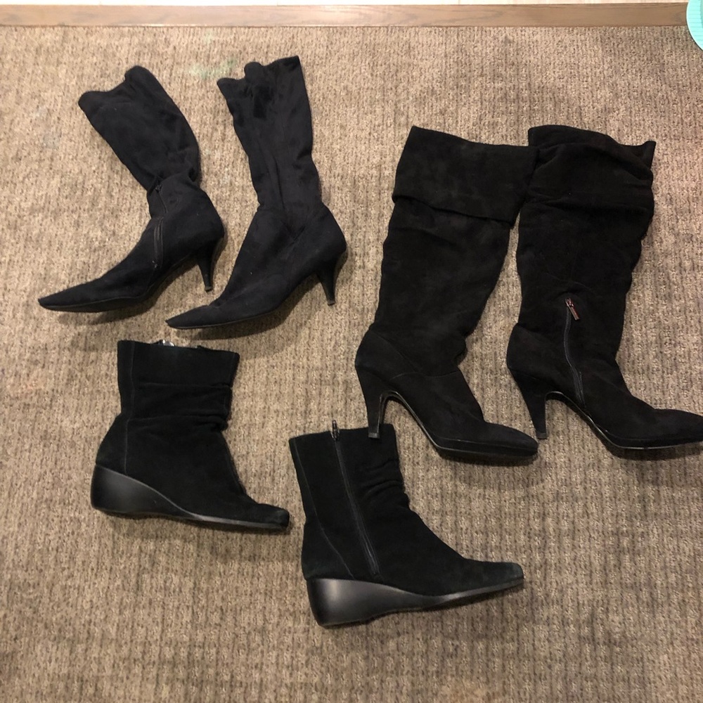 3 pairs of black boots
